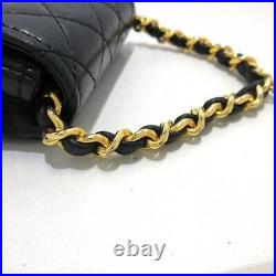 Auth CHANEL Mini Matelasse Black Lambskin Bag Charm Gold Hardware Bag Charm