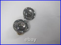 Auth Chanel Logo Clip On Ear Rings Vintage Black Made In France