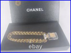 Auth Chanel Paris Gold Black Chain Perfume Bottle Necklace Vintage