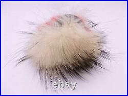Auth FENDI Bag Bugs Monster Bag Charm Off White/Black/Red Fur/Silvertone e48660g