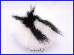 Auth FENDI Karlito Pom Pom Bag Charm White/Black Fur/Leather e49674a