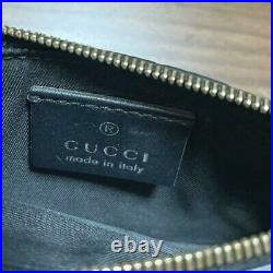 Auth GUCCI GG Coin Purse MINI Wallet Key Chain GG Black Leather Very Good