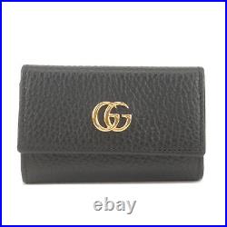 Auth GUCCI GG Marmont 6 Rings Key Case Key Holder Black Leather 456118 Used