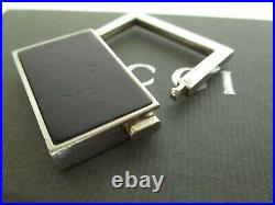 Auth GUCCI Logos Square Key Holder Charm Black Silver Italy F/S 20067b