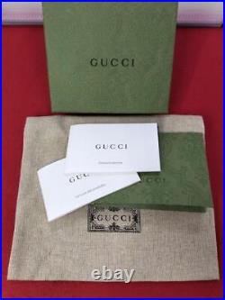 Auth GUCCI Shima Coin Purse Wallet Key Ring Chain GG Logo Black Gold with Box