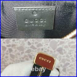 Auth Gucci Coin Purse MINI Wallet Key Chain GG Black Leather Italy Unisex