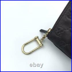 Auth Gucci Coin Purse MINI Wallet Key Chain GG Black Leather Italy Unisex used