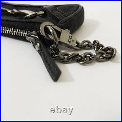 Auth Gucci Horsebit Key chain Coin Case GG Black Silver Tone W13.5cmxH6cmxD1.5cm