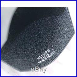 Auth HERMES Clochette Key Chain Neck strap Black Box Calf Leather 90049458