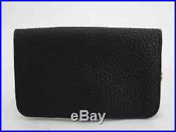 Auth HERMES Dogon Key Case Card Case Black/Goldtone Clemence Leather e42402