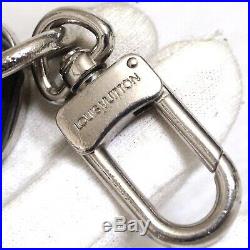 Auth LOUIS VUITTON Porte Cles Key Motif Key Ring Holder Bag Charm Black Leather
