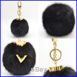 Auth Louis Vuitton Bubble V Bag Charms & Key Holder Black/Gold M00008 r7099