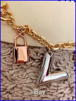 Auth Louis Vuitton Kaleido V Bag Chain Key Holder Gold/Silver/Black Metal Italy
