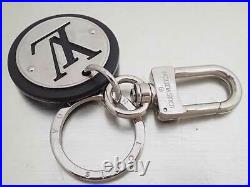 Auth Louis Vuitton Key Holder LV Circle Bag Charm Black/Silvertone Metal e49636a