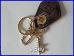 Auth Louis Vuitton Monogram Black / Brown & Gold Key Ring