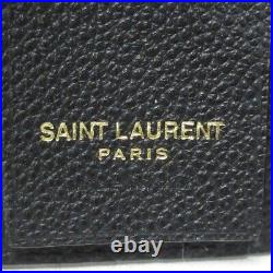 Auth SAINT LAURENT PARIS 693749 Black Gold Leather Hardware Key Case