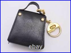 Auth Salvatore Ferragamo Bag Motif Charm Key Ring Holder Black/Gold e49189a