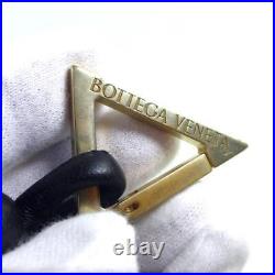 Authentic BOTTEGA VENETA Triangle Key ring Key chain Carabiner Black No Box