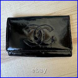 Authentic CHANEL Black Patent Leather 6 Rings Key Case Key Holder