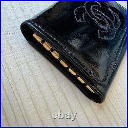 Authentic CHANEL Black Patent Leather 6 Rings Key Case Key Holder