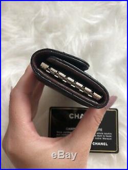 Authentic CHANEL Black Puffy Lambskin 6 Ring Key Holder with Silver hdw