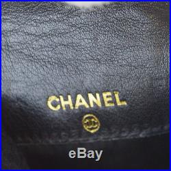 Authentic CHANEL CC Logos Coin Key Chain Case Wallt Leather Black Itlay 69BC195