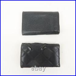 Authentic CHANEL Set of 2 Lamb Skin Caviar Skin 6 Hook Key Case BlackUsed F/S