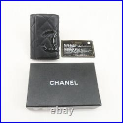 Authentic CHANEL Set of 2 Lamb Skin Caviar Skin 6 Hook Key Case BlackUsed F/S