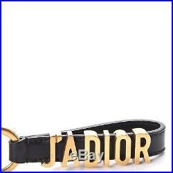 Authentic Christian Dior Black Calfskin Leather J'ADIOR Key Ring Chain Gold HW