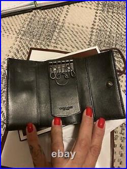 Authentic Coach Black Leather 5 Key Holder With Box And Bag