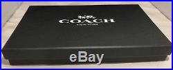 Authentic Coach Men's Accordion Wallet SRC Dark Saddle & Key Chain Gift Set New