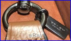 Authentic Coach Men's Accordion Wallet SRC Dark Saddle & Key Chain Gift Set New