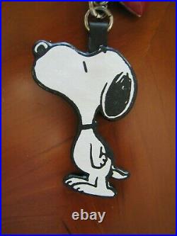 Authentic Coach X Peanuts Snoopy Red Heart Leather FOB Keychain Charm