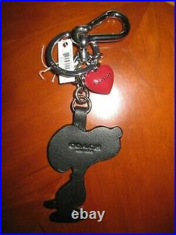 Authentic Coach X Peanuts Snoopy Red Heart Leather FOB Keychain Charm