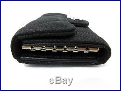 Authentic Excellent CHANEL Matelasse Key Case Soft Caviar Skin Black Box 55975 B