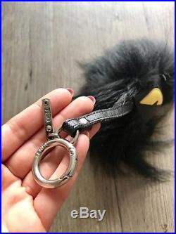 Authentic Fendi Black & Yellow Grimmy Fur Bag Bug Monster Key Chain Charm $690