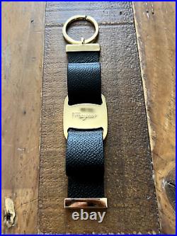 Authentic Ferragamo Black Vara Bow Leather Keychain