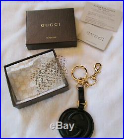 Authentic GUCCI Soho Black Leather Key Chain Fob with Box Excellent Condition