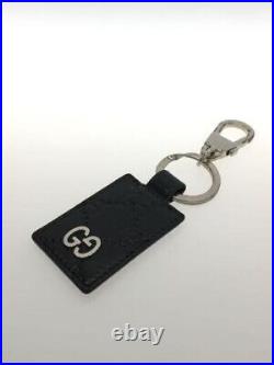 Authentic GUCCI key chain key ring black men's bag charm leather GG logo
