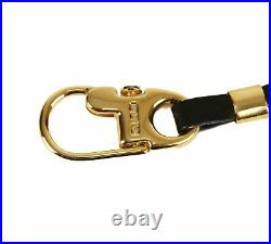 Authentic Gucci GG dark brown leather vintage key chain