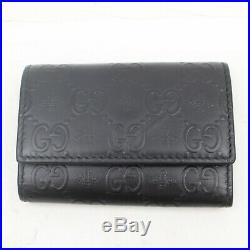 Authentic Gucci Key Case Guccissima Bee Black Leather 116399