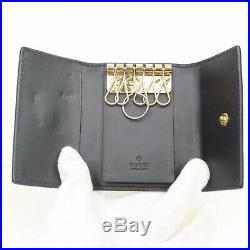 Authentic Gucci Key Case Guccissima Bee Black Leather 116399