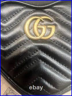 Authentic Gucci Marmont Double GG Heart Coin Purse Key Chain BLK Exc++ w All Acc