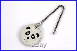 Authentic HERMES Panda Motif Epson Key Chain Bag Charm White Black (270720)