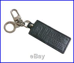 Authentic LOUIS VUITTON Keychain Keyring Black Leather #0838
