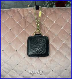 Authentic Loewe Black Leather Key Ring Bag Charm