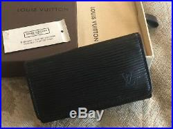 Authentic Louis Vuitton Black Epi 6 Key Card Holder Case