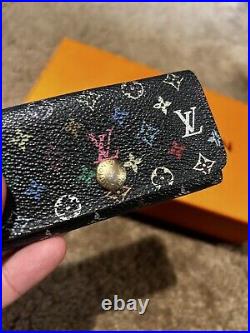 Authentic Louis Vuitton Black Multicolor Leather Bag Key Wallet Ring Chain-$900