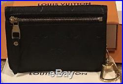 Authentic Louis Vuitton Black Noir Empreinte Empriente Leather Key Pouch Cles