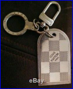 Authentic Louis Vuitton Black & Silver Damier Key Chain/fob/bag Charm Dbl Sided